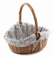 Подарочная корзина из натуральной лозы украшена серой тканью 400X340 H140/260 мм купить в интернет магазине | M555.COM.UA